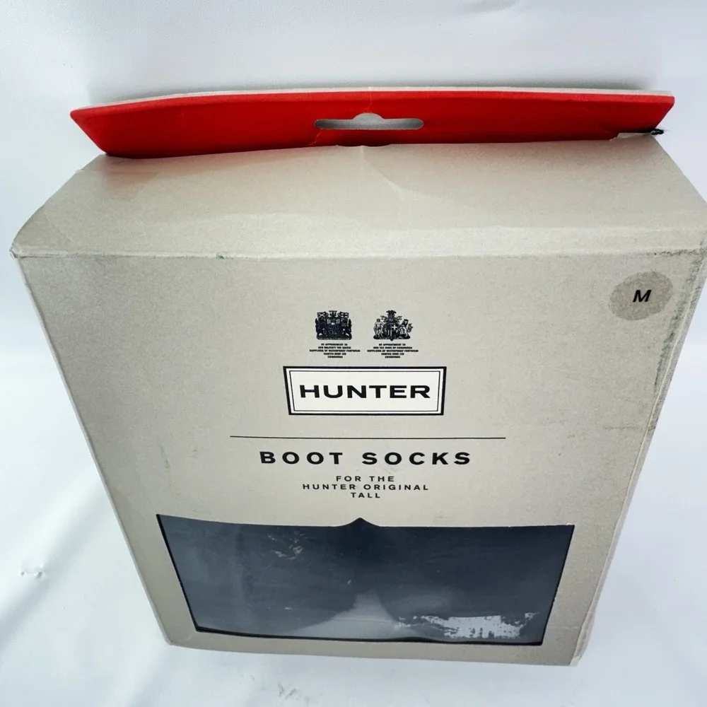Hunter Original Tall Boot Socks Black Fleece Knit Cuff Liners Size Medium M Med